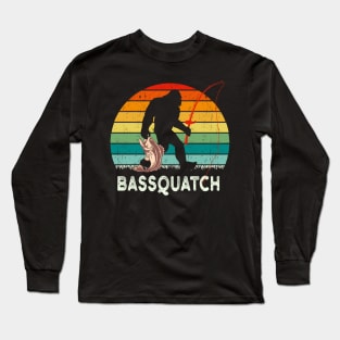 Bass Quatch Angler Fish Vintage Gift Long Sleeve T-Shirt